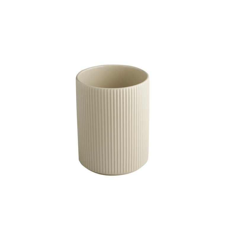 Dressingtopf -THE GRID- Ø 12,5 cm, H: 16,5 cm Sand Porzellan