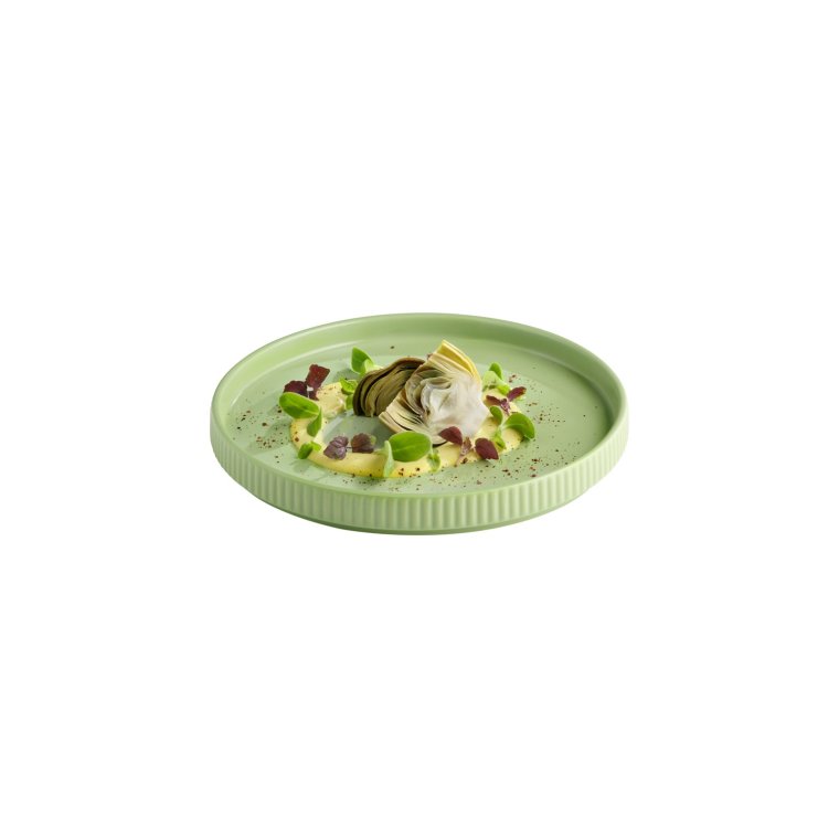Teller -THE GRID- Ø 20 cm, H: 2,5 cm Salbei Porzellan