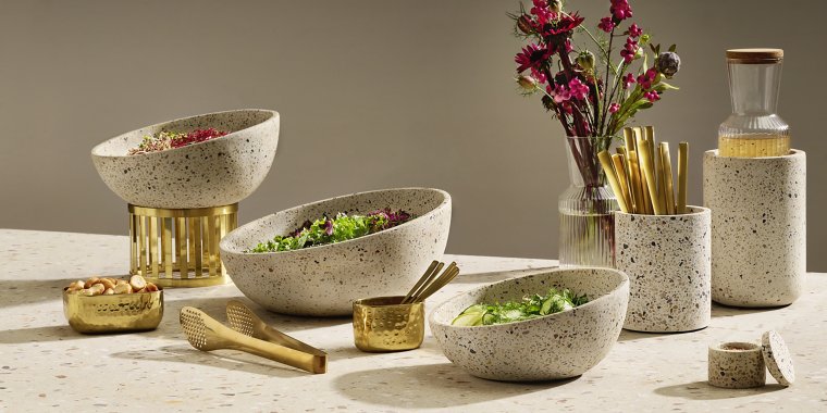 Schale -TERRAZZO- Ø 22 cm, H: 6 / 10,5 cm Terrazzooptik