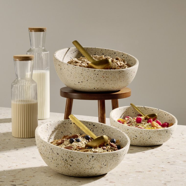 Schale -TERRAZZO- Ø 29,5 cm, H: 8,5 / 14,5 cm Terrazzooptik