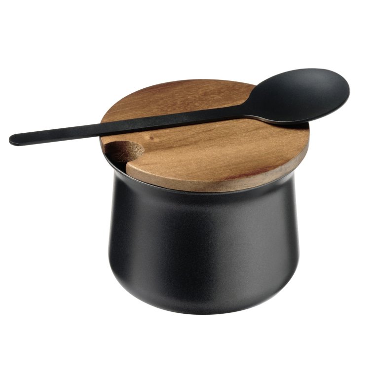 Zuckerdose, 3-tlg. Set Ø 8 cm, H: 6,5 200 ml Schwarz