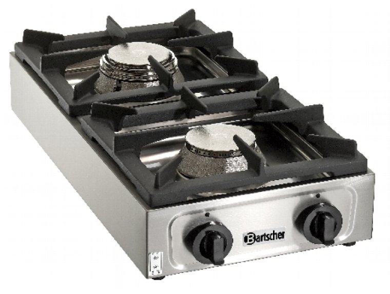 Gas-Tischkocher 2-flammig 350 x 660 mm Edelstahl