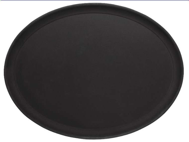 Tablett, oval, rutschfest schwarz 265 x 200 mm