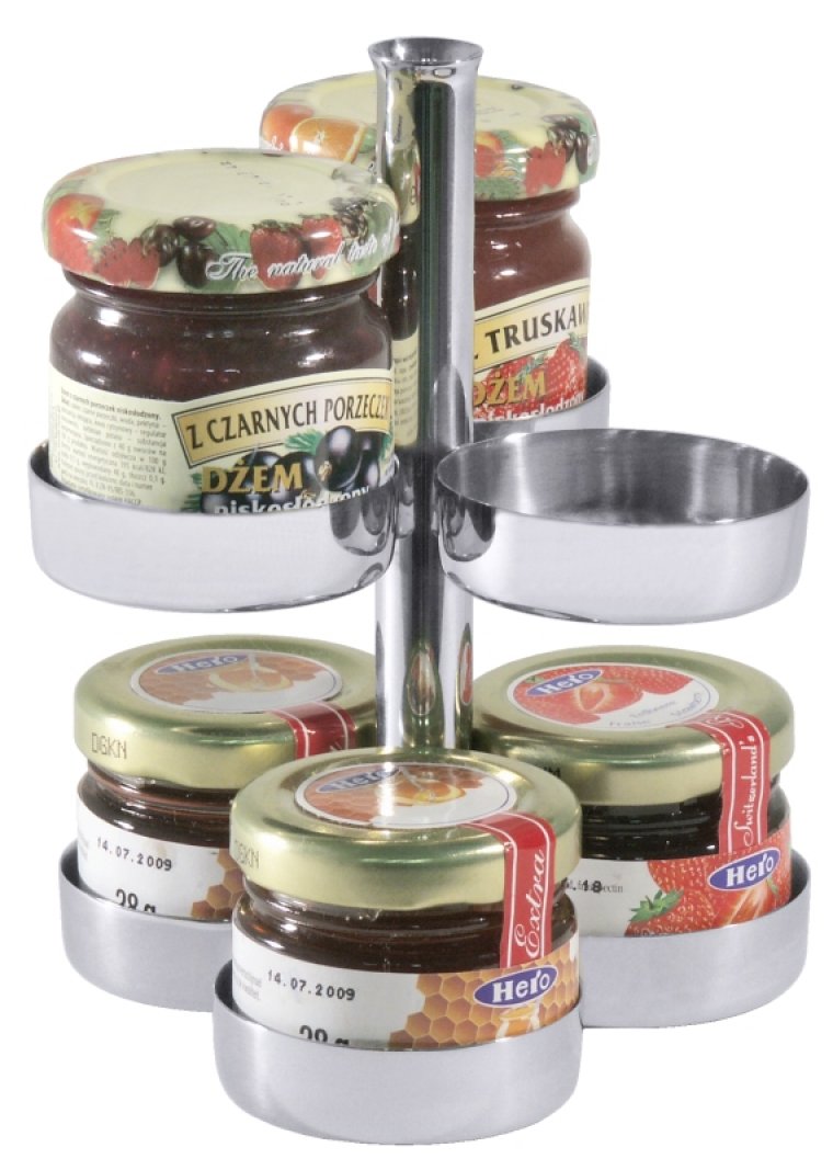 Marmeladenglas-Etagere für 6 Gläser auf zwei Ebenen Ø 100 mm Edelstahl