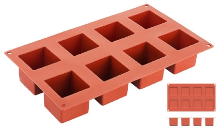 Silikon-Backmatte, WÜRFEL mit 15 Formen 300 x 175 mm
