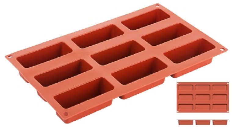 Silikon-Backmatte, BARREN mit 9 Formen 300 x 175 mm