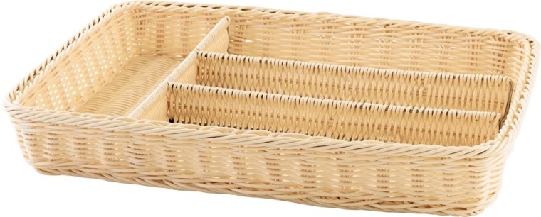 Korb Besteck 4 Fächer 40x30x6,5cm, PP beige