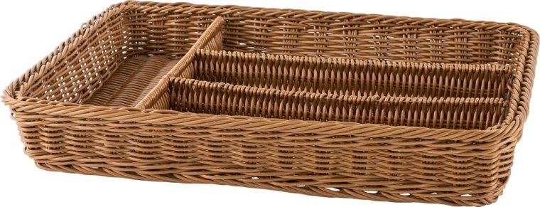 Korb Besteck 4 Fächer 40x30x6,5cm, PP braun