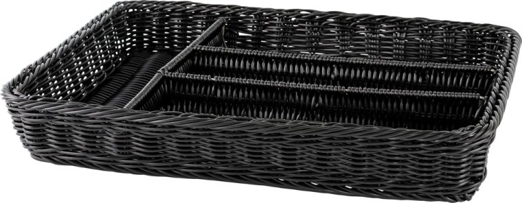 Korb Besteck 4 Fächer 40x30x6,5cm, PP schwarz