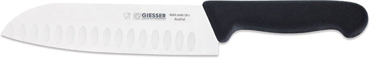 Santoku Kochmesser Kullenschliff 18 cm schwarz
