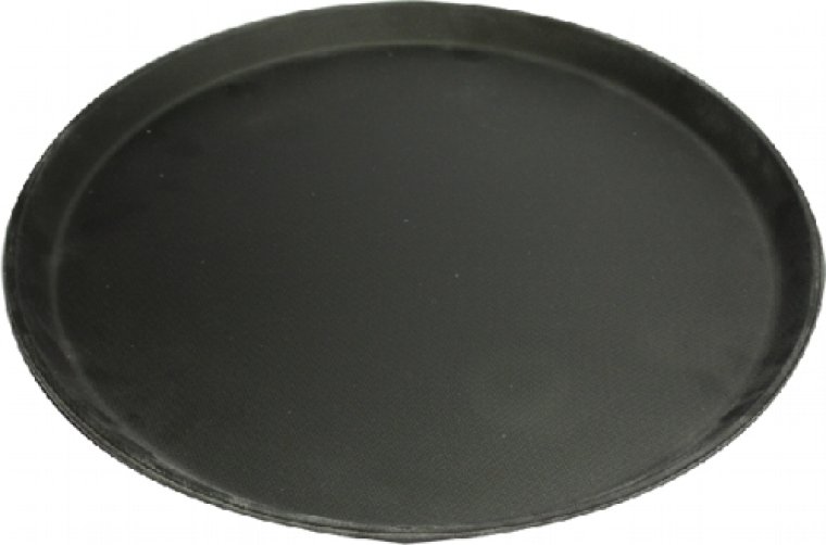 Tablett Ø 28cm schwarz mit rutschfester Gummioberfläche Kunststoff