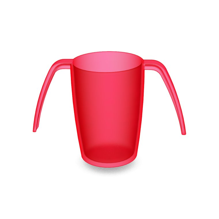 816 Becher mit 2 Henkeln ErgoPlus 0,25 l rot-transparent