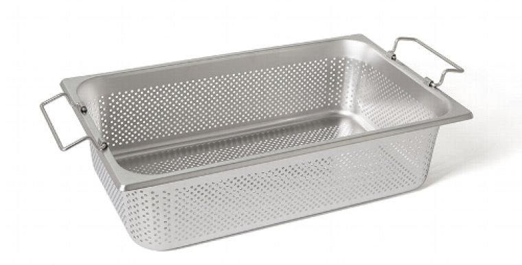 GN-Einsatz gelocht mit Stapelklappgriff 11 144 K GN1/1-140 325 x 530 mm GN 1/1 Edelstahl