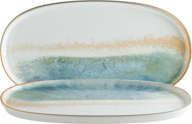 Fium Hygge Servierplatte oval 30x16cm Blau Porzellan
