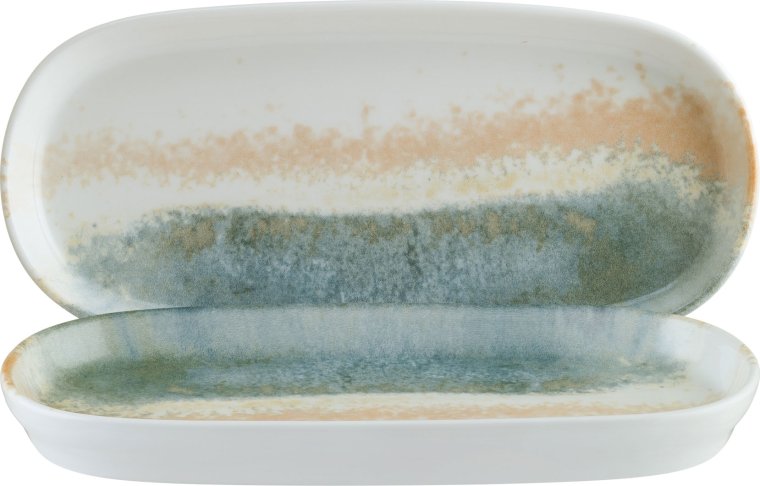 Fium Hygge Platte tief oval 21x10cm Blau Porzellan