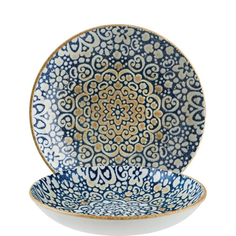 Alhambra Bloom Teller tief 25cm Blau Porzellan