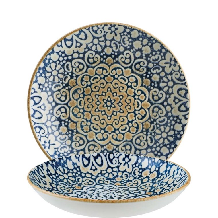 Alhambra Bloom Teller tief 28cm Blau Porzellan