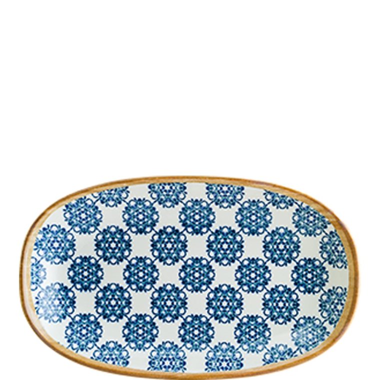 Lotus Gourmet Servierplatte oval 15x8,5cm Blau Porzellan
