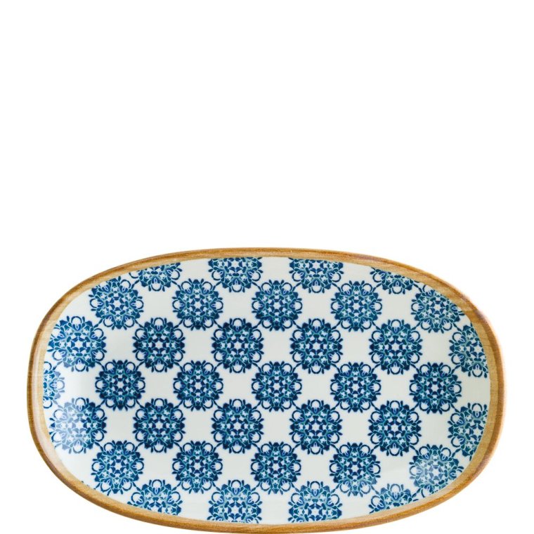 Lotus Gourmet Servierplatte oval 24x14cm Blau Porzellan