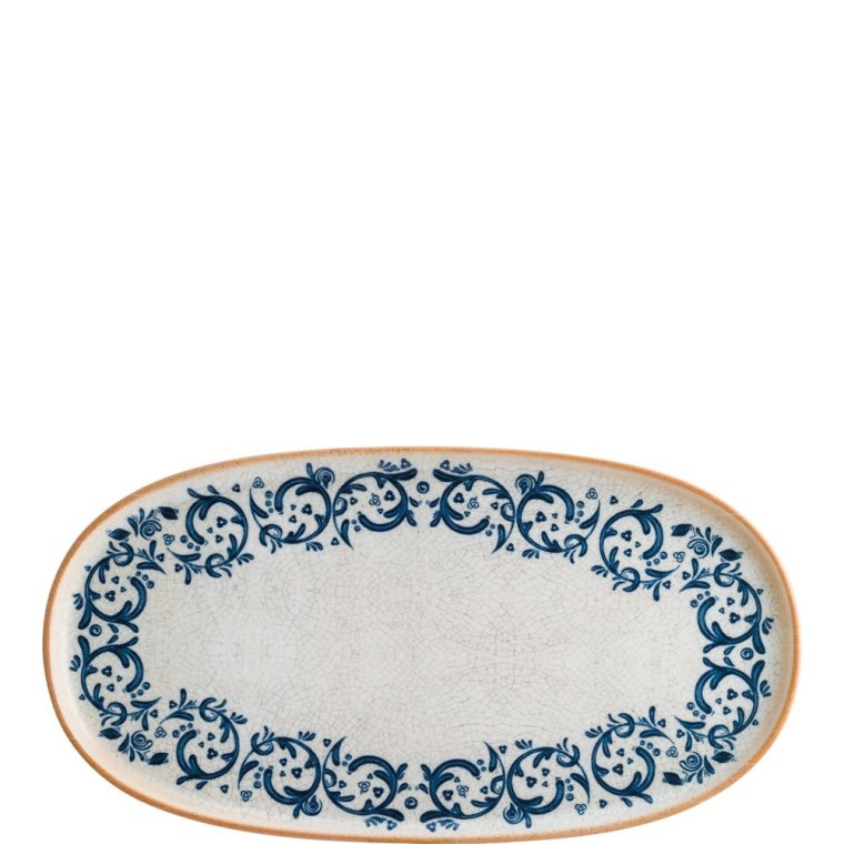 Viento Hygge Servierplatte oval 30x16cm Blau Porzellan