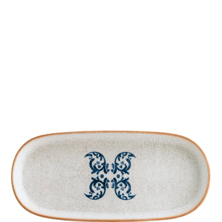 Viento Hygge Platte tief oval 21x10cm Blau Porzellan