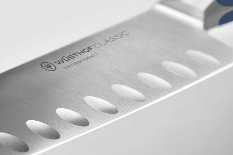 Santoku mit Kullenschliff Wild Blueberry CLASSIC Klingenlänge 17 cm