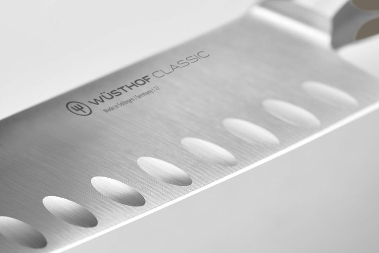 Santoku mit Kullenschliff Velvet Oyster CLASSIC Klingenlänge 17 cm
