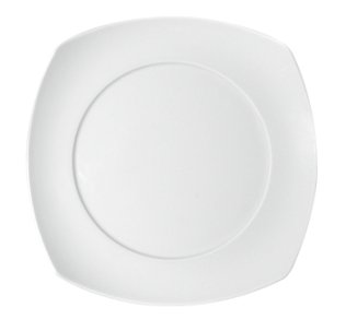 Teller flach coup viereckig mit Spiegel 27 cm weiß Options Porzellan