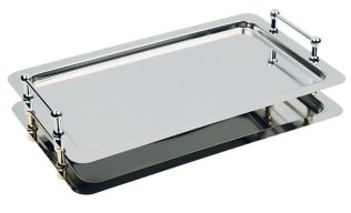 Buffet-System-Tablett BÜFETTSTARGN 1/1 vergoldete Griffe 530 x 325 mm Edelstahl