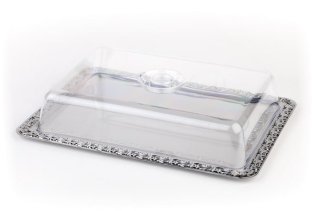 Buffet Platte SCHÖNER ESSEN mit Abdeckhaube 420 x 310 mm Edelstahl
