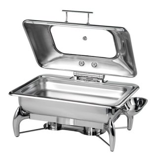 Chafing Dish GLOBE GN 1/1 Glasdeckel 665 x 440 mm Edelstahl