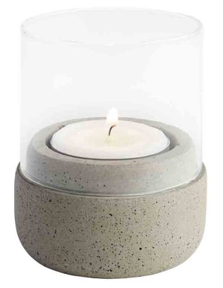 Windlichter, 2er Set 60 x mm Grau, transparent Glas