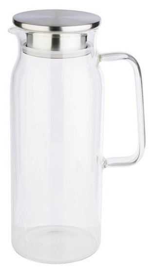 Glaskaraffe 1,5 Liter Edelstahl