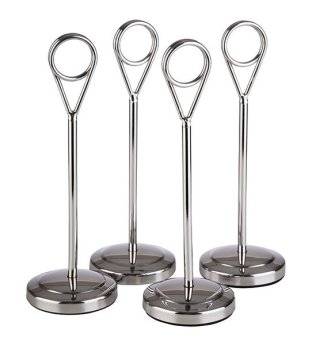 Kartenhalter, 4er Set, Höhe 15,5 cm hochglanzpoliert Edelstahl