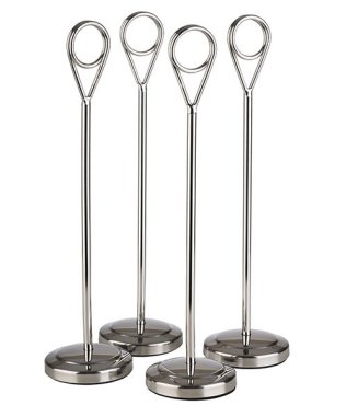 Kartenhalter, 4er Set, Höhe 20,5 cm hochglanzpoliert Edelstahl