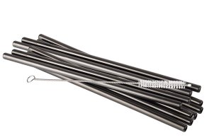 Trinkhalme 11er Set Ø 8 mm Gunmetal-Look