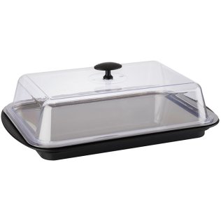 Thermo Tablett-Set kühlbar eckig 43 x 29 cm Schwarz, transparent