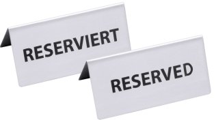Reserviert-Aufsteller mit englischem Text: RESERVED