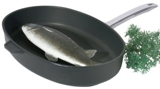 Fischpfanne, oval 38 cm x 26 / 6