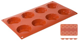 Silikon-Backmatte, TARTELETTE mit 8 Formen Ø 60 mm Terrakottafarben