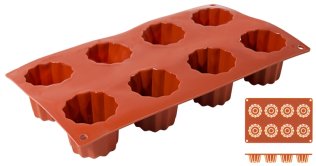 Silikon-Backmatte, BORDELAIS mit 18 Formen 300 x 175 mm Terrakottafarben