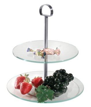 Glas-Etagere , dreistufig, mit zwei Glasscheiben Ø 300 mm