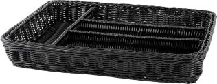 Korb Besteck 4 Fächer 40x30x6,5cm, PP schwarz