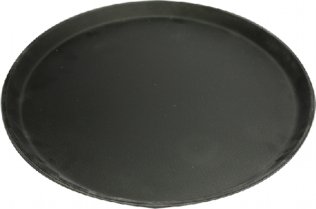 Tablett Ø 28cm schwarz mit rutschfester Gummioberfläche Kunststoff