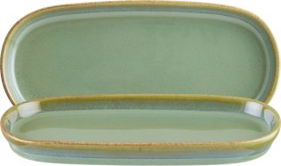 Sage Hygge Platte tief oval 21x10cm Grün Porzellan