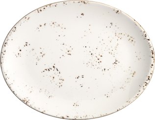 Grain Moove Servierplatte oval 31x24cm Creme Porzellan