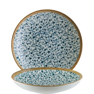 Calif Bloom Teller tief 25cm Blau Porzellan