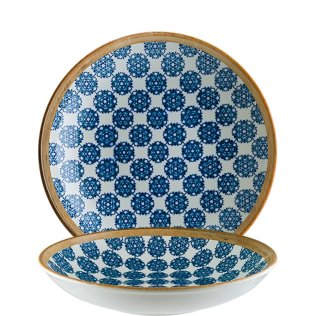 Lotus Bloom Teller tief 23cm Blau Porzellan