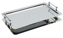 Buffet-System-Tablett BÜFETTSTARGN 1/1 vergoldete Griffe 530 x 325 mm Edelstahl