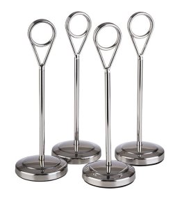 Kartenhalter, 4er Set, Höhe 15,5 cm hochglanzpoliert Edelstahl